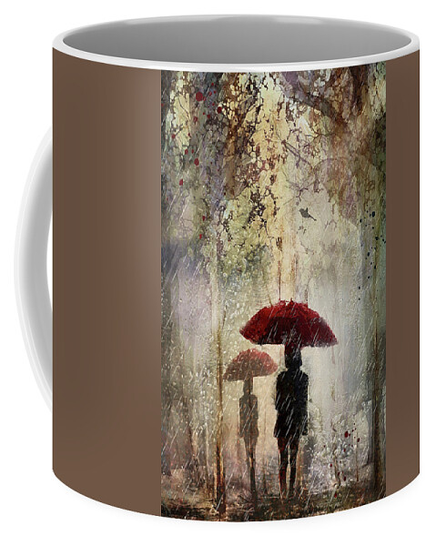 Rain Coffee Mug featuring the digital art Rain in the park by Maggy Pease