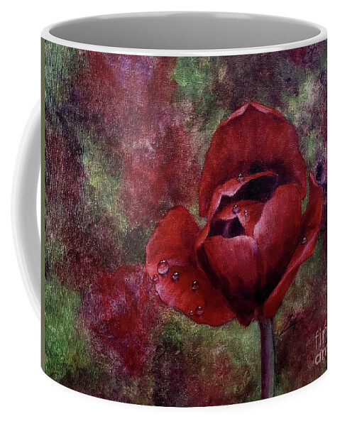 ​bloom Coffee Mug featuring the ceramic art Rain Kissed Tulip by Zan Savage