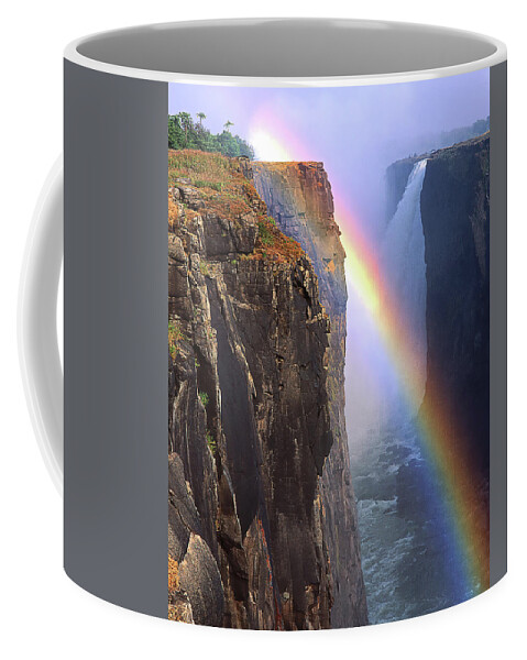 Water Coffee Mug featuring the photograph RAINBOW AND FALLS, Victoria Falls, Zimbabwe, Africa by Don Schimmel