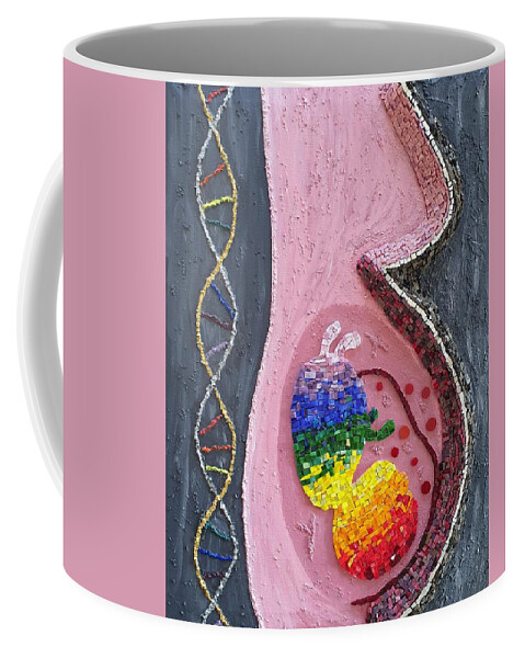 Baby Coffee Mug featuring the mixed media Rainbow Baby Mosaic by Adriana Zoon