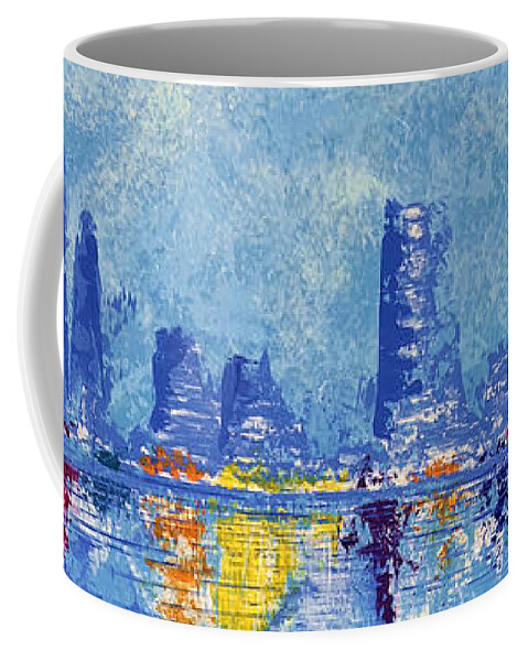 Abstract Coffee Mug featuring the painting Rainbow City by Tes Scholtz
