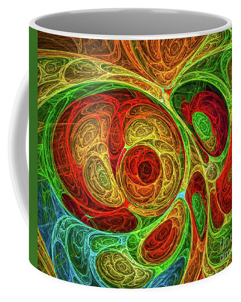 Psychedelic Art Coffee Mug featuring the digital art Rainbow Egg Formation Abstract by Olga Hamilton