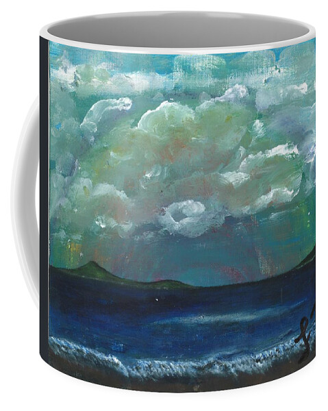 Rainbow Coffee Mug featuring the painting Rainbow Over the Island by Esoteric Gardens KN