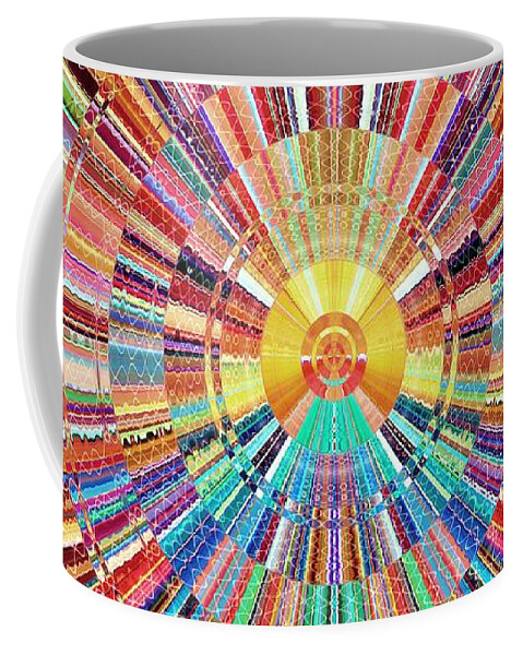 Spectrum Coffee Mug featuring the digital art Rainbow Sun Radial by David Manlove
