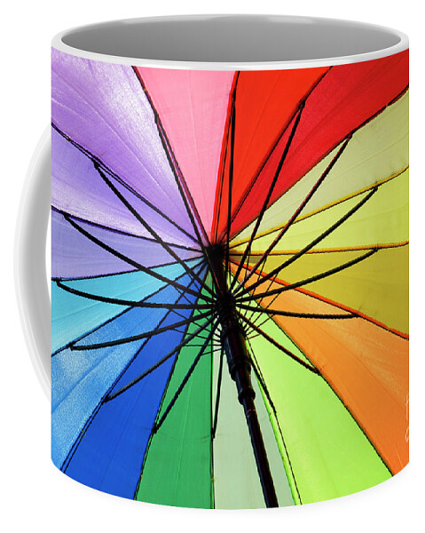 Rainbow Coffee Mug featuring the photograph Rainbow Umbrella by Tim Gainey