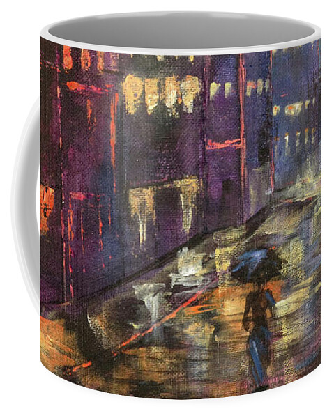 City Coffee Mug featuring the painting Rainy Day in the City by Zan Savage