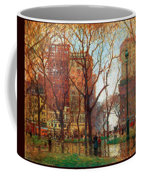 Cornoyer Coffee Mug featuring the painting Rainy Day Madison Square New York 1907 by Paul Cornoyer