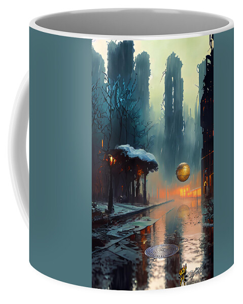 Winter Coffee Mug featuring the digital art Rainy Winter Day by Doug Schramm