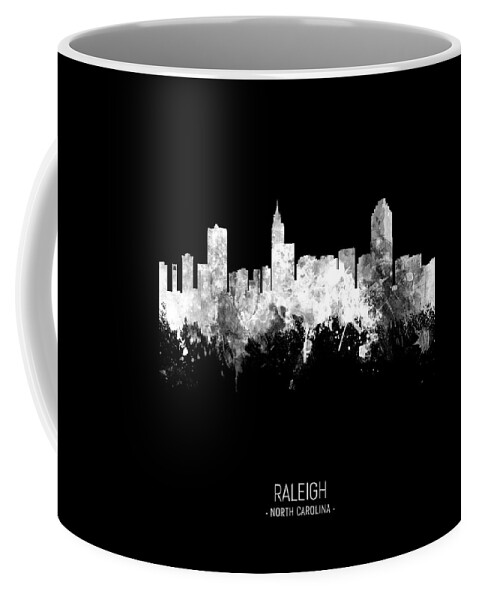 Raleigh Coffee Mug featuring the digital art Raleigh North Carolina Skyline #33 by Michael Tompsett