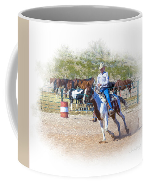 Cowboy Coffee Mug featuring the digital art Ranch Rider Digital Art Painting by Walter Herrit