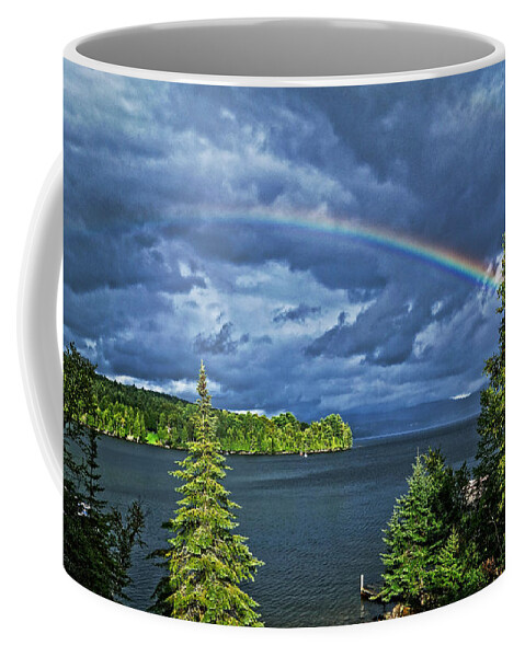 Kayak Coffee Mug featuring the photograph Rangeley Lake Rainbow by Russel Considine