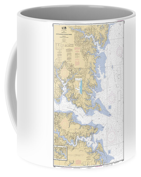 Rappahannock River Entrance Piankatank And Great Wicomico Rvers Coffee Mug featuring the digital art Rappahannock River Entrance Piankatank and Great Wicomico Rivers, NOAA Chart 12235 by Nautical Chartworks