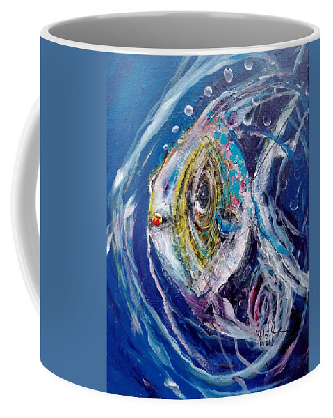 Fish Coffee Mug featuring the painting Rare Swing-and-A-Miss. Bastard, Bird Tongue Boy by J Vincent Scarpace