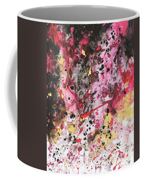Raw Coffee Mug featuring the painting Raw Abstract Original Painting Liquid Art Pour Pink Gold Black Art Megan Duncanson by Megan Aroon