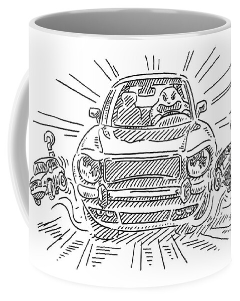 Reckless Angry Car Driver Threat To Small Cars Drawing Coffee Mug by Frank  Ramspott - Fine Art America