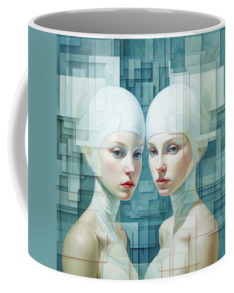 Woman Coffee Mug featuring the digital art Recursive Self 03 by Matthias Hauser