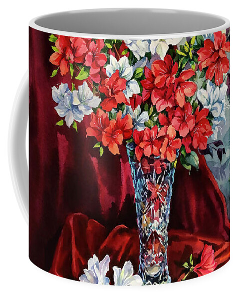 Still Life Coffee Mug featuring the painting Red and White Azaleas by Maria Rabinky