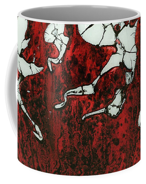 Red Coffee Mug featuring the mixed media Red and White Glass Bowl by Christopher Schranck