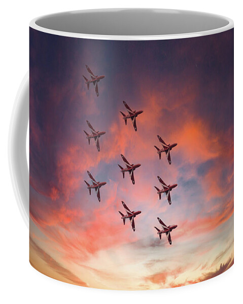 Eastbourne International Airshow Coffee Mug featuring the photograph Red Arrows over Eastbourne by Andrew Lalchan
