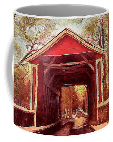 Red Covered Bridge Covered Bridge Coffee Mug featuring the photograph Red Ashland Covered Bridge by Sea Change Vibes