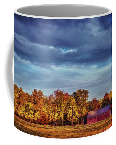 Old Barn Coffee Mug featuring the photograph Red bard and foliage by Lilia S
