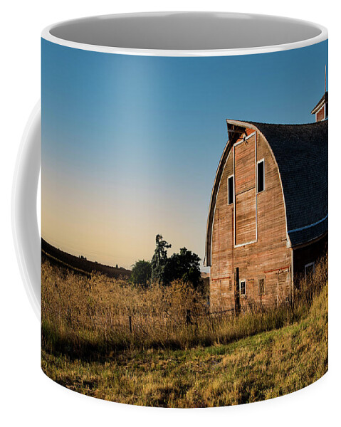 Farm Coffee Mug featuring the photograph Red Barn at Sunrise by Connie Carr