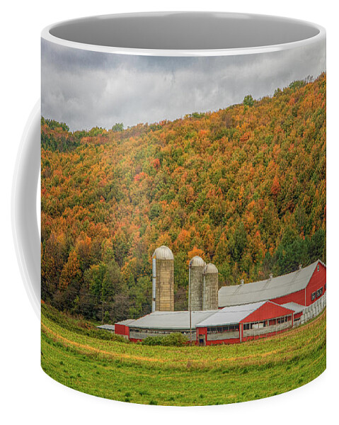 Barn Coffee Mug featuring the photograph Red Barns in Autumn by Rod Best