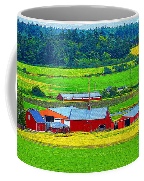 Red Barn Coffee Mug featuring the photograph Red Barns in Coupeville by Sea Change Vibes