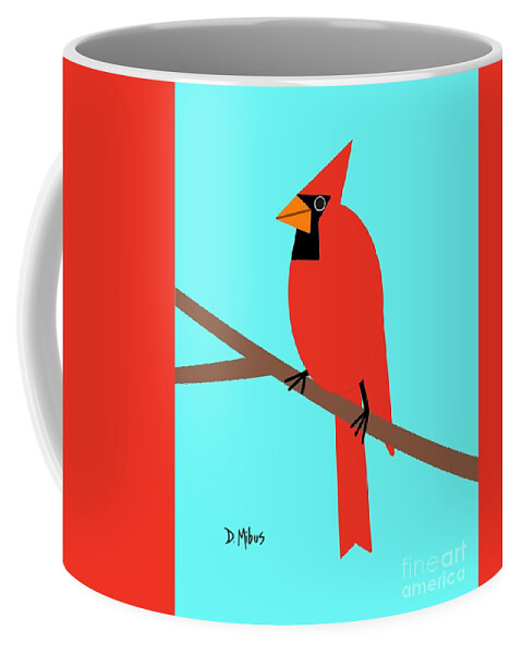 Red Bird Coffee Mug featuring the digital art Red Cardinal Bird by Donna Mibus