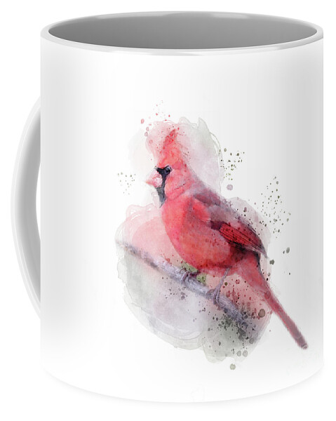 Red Cardinal Coffee Mug featuring the digital art Red Cardinal Watercolor by Jayne Carney