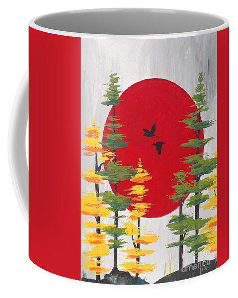 Red Coffee Mug featuring the painting Red Dawn by April Reilly