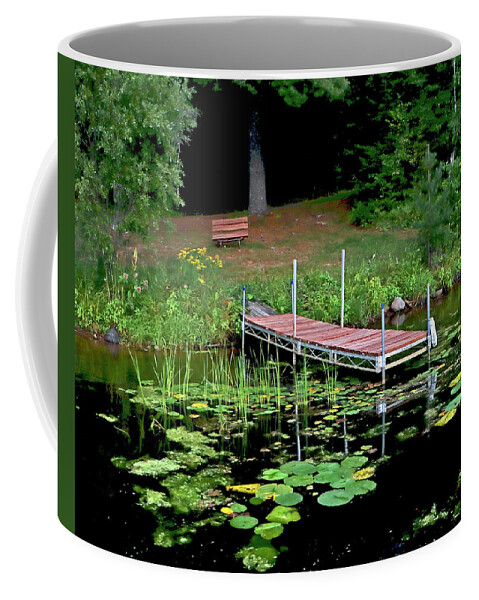 Red Coffee Mug featuring the photograph Red Dock by Sarah Lilja