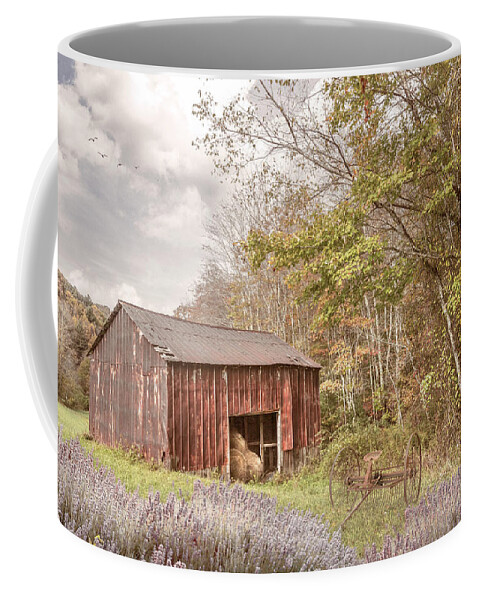 Barns Coffee Mug featuring the photograph Red Farmhouse Hay Barn along the Creeper Trail Damascus Virginia by Debra and Dave Vanderlaan