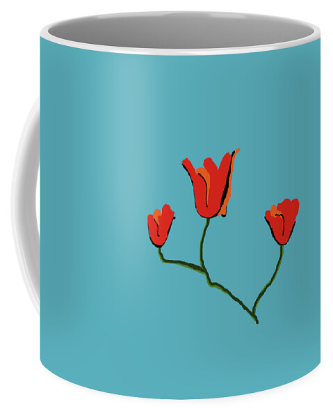 Postmodernism Coffee Mug featuring the digital art Red Flowers by David Bridburg