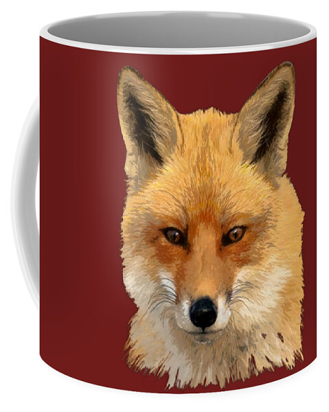 Fox Coffee Mug featuring the painting Red Fox Portrait Sans Background by Judy Cuddehe