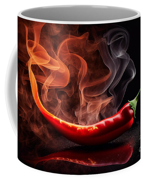 Chili Coffee Mug featuring the mixed media Red Hot Chili Pepper by Binka Kirova