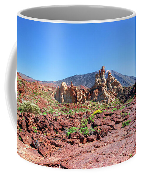Mountains Coffee Mug featuring the photograph Red lava rock in the Teide National Park by Sun Travels