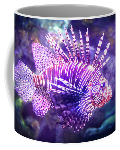 Red Lionfish Coffee Mug featuring the photograph Red Lionfish by Karen Wiles