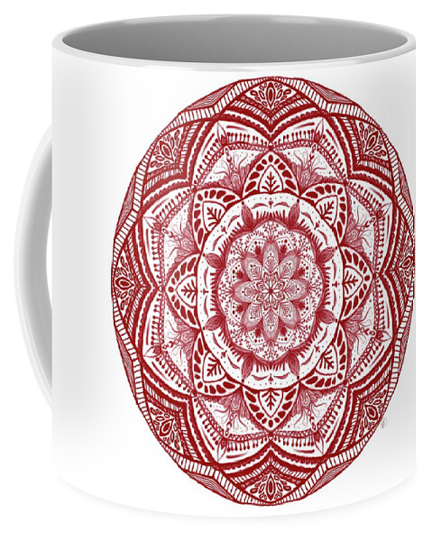 Mandala Coffee Mug featuring the digital art Red Mandala by Angie Tirado