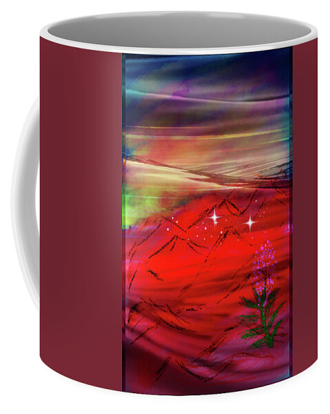 Oneheartabbey.com Coffee Mug featuring the digital art Red mountains by One Heart Abbey