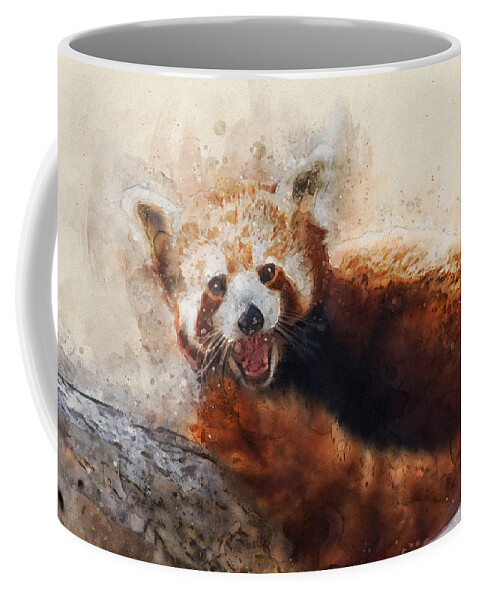 Red Panda Coffee Mug featuring the digital art Red Panda by Geir Rosset