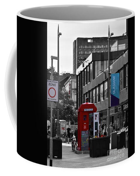 Red Police Box Coffee Mug featuring the photograph Red Police Box, Glasgow by Yvonne Johnstone