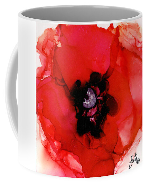 Red Poppy Coffee Mug featuring the painting Red Poppy by Daniela Easter