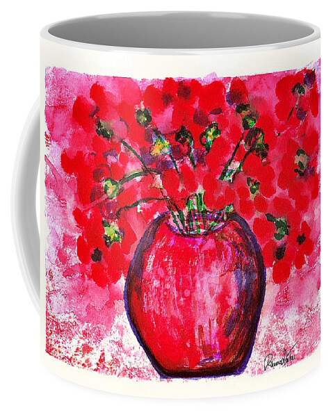 Red Coffee Mug featuring the painting Red Reverie by Ramona Matei