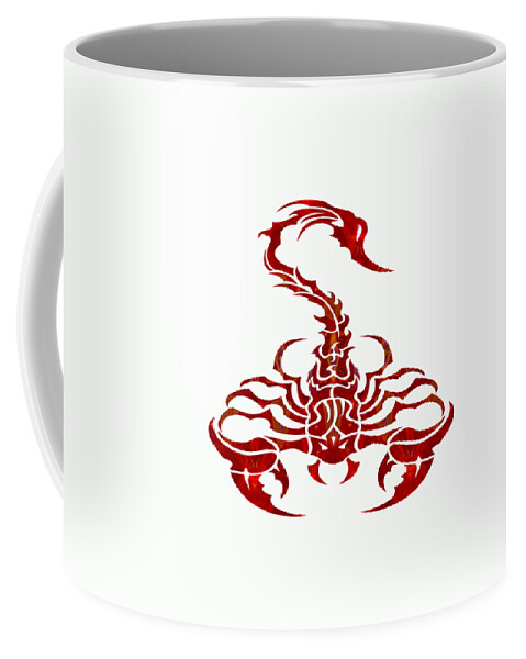 1x1 Coffee Mug featuring the digital art Red Scorpion Fantasy Designs Abstract Holiday Art by Omaste Witk by Omaste Witkowski