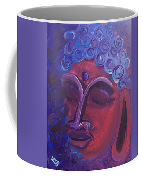 Acrylic Painting Coffee Mug featuring the painting Red Shift Buddha by Karen Buford