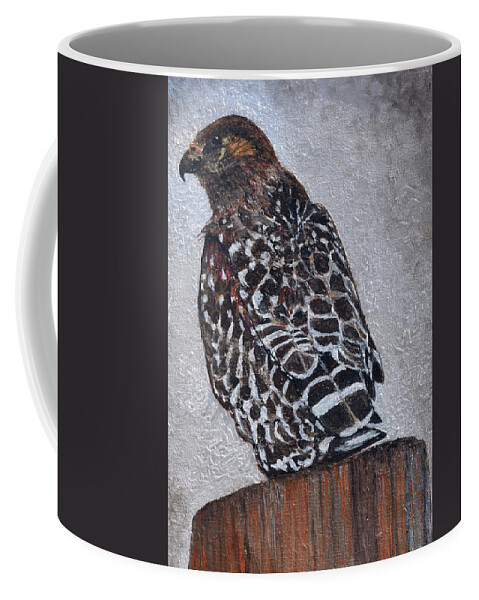 Bird Coffee Mug featuring the painting Red Shoulder Hawk by Toni Willey