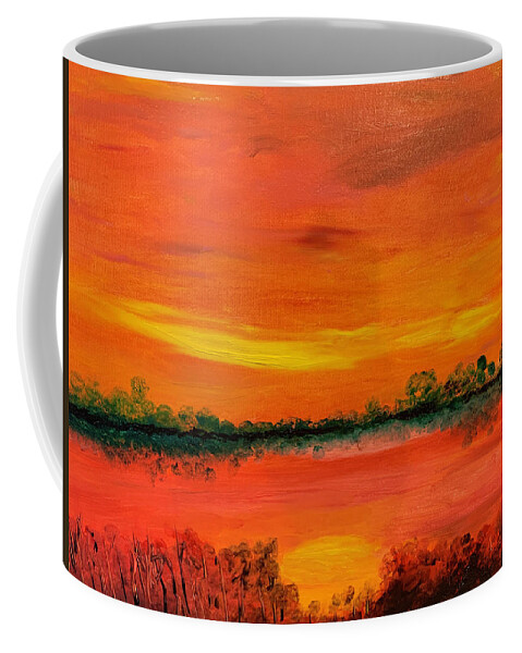 Sunset Coffee Mug featuring the painting Red Sky by Susan Grunin