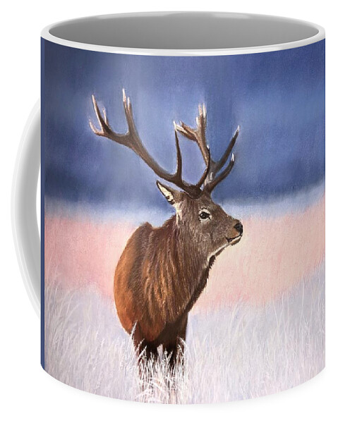 Bull Coffee Mug featuring the pastel Red Stag by Marlene Little