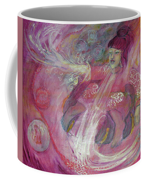 Red Thread Magic Coffee Mug featuring the painting Red Thread Magic for Australia by Feather Redfox